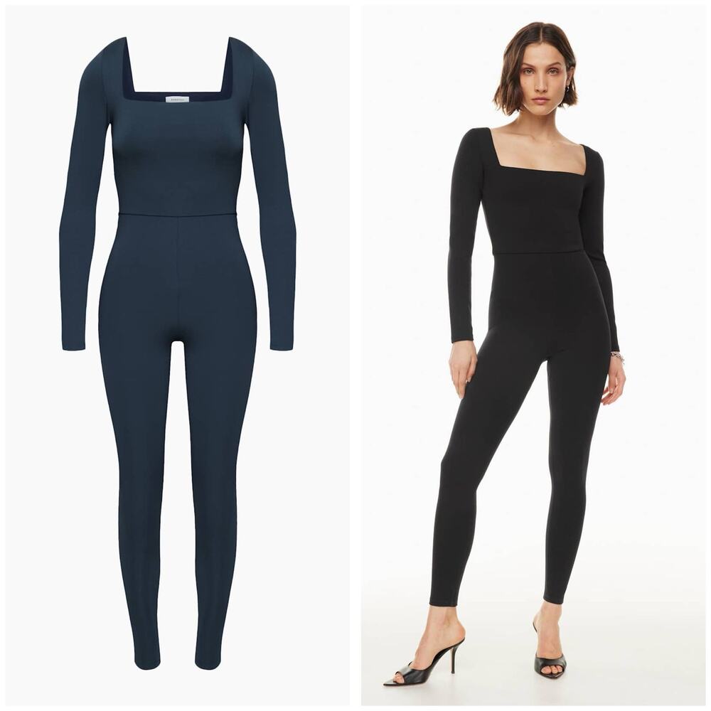 Aritzia Babaton Contour Squareneck Longsleeve Jumpsuit Size Small Blue